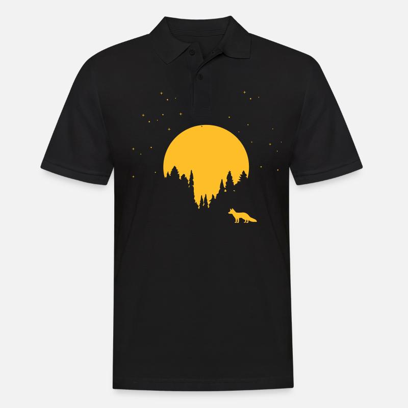 Fuchs und Mond - Männer Poloshirt - Schwarz
