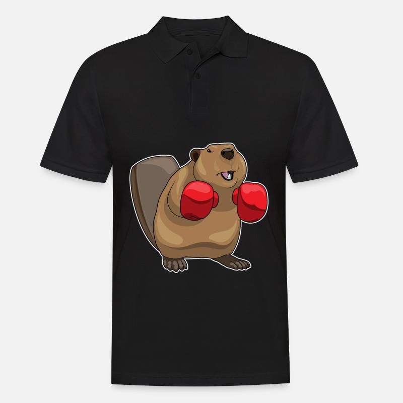 Biber Boxer Boxhandschuhe - Männer Poloshirt - Schwarz