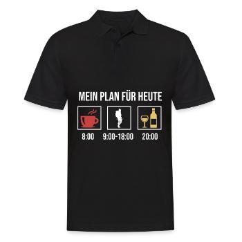 Mein Plan Wandern Bergsteigen | Hiking Wein Spruch - Männer Poloshirt - Schwarz - Vorne - Kai (181cm)