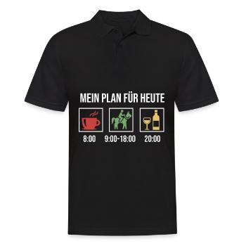Mein Plan Reiten | Reiter Pferde Wein Spruch - Männer Poloshirt - Schwarz - Vorne - Kai (181cm)