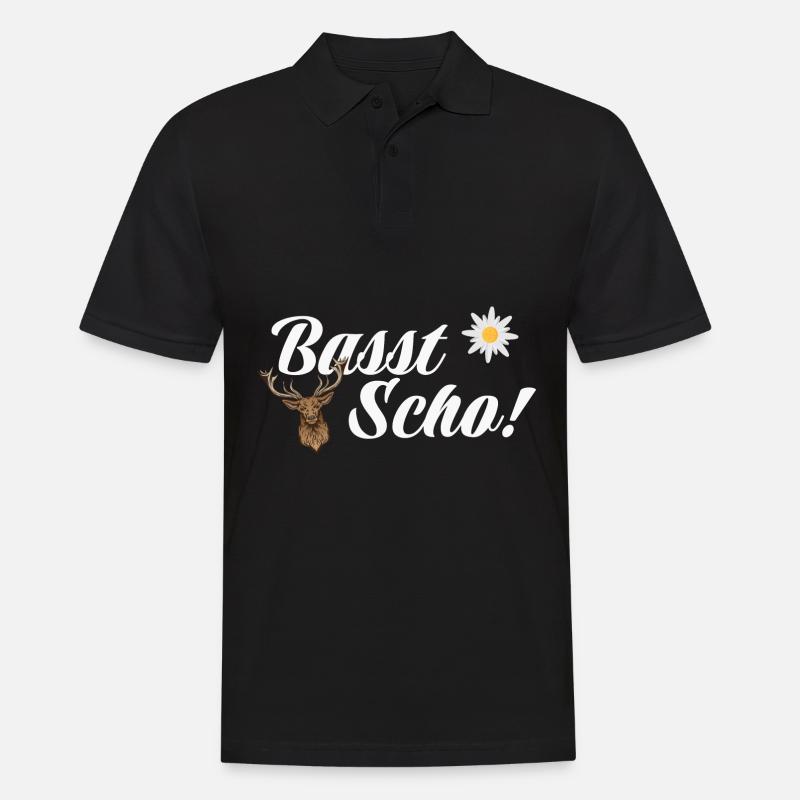 Basst Scho | Trachten Hirsch - Männer Poloshirt - Schwarz