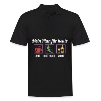 Mein Plan Apres Ski | Skifahrer Wein Spruch - Männer Poloshirt - Schwarz - Vorne - Kai (181cm)