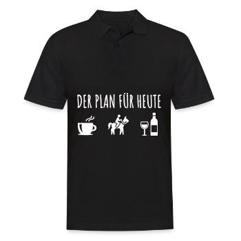 Mein Plan Reiten | Reiter Pferde Wein Spruch - Männer Poloshirt - Schwarz - Vorne - Kai (181cm)