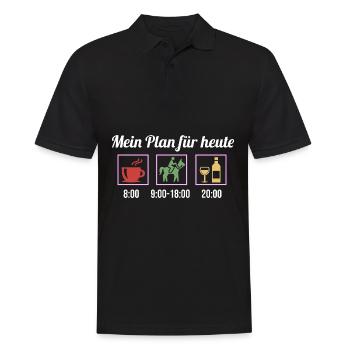 Mein Plan Reiten | Reiter Pferde Wein Spruch - Männer Poloshirt - Schwarz - Vorne - Kai (181cm)