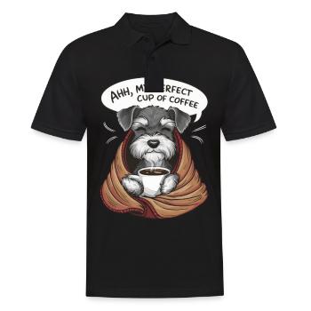 Zwergschnauzer mit Decke und Kaffeetasse - Männer Poloshirt - Schwarz - Vorne - Kai (181cm)