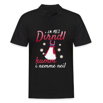 In Mei Dirndl Kumm I Nimma Nei | - Männer Poloshirt - Schwarz - Vorne - Kai (181cm)