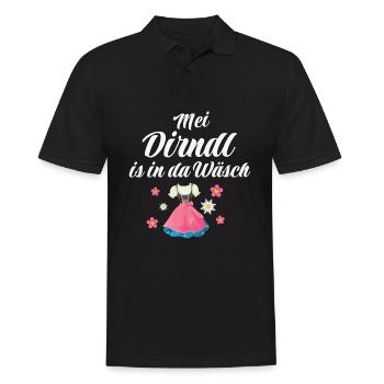 Dirndl Tracht | Mei Dirndl is in da - Männer Poloshirt - Schwarz - Vorne - Kai (181cm)