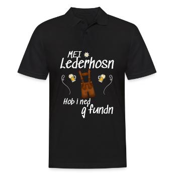 Trachtenshirt Herren Lederhosen - Männer Poloshirt - Schwarz - Vorne - Kai (181cm)