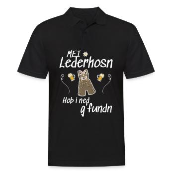 Trachtenshirt Herren Lederhosen - Männer Poloshirt - Schwarz - Vorne - Kai (181cm)