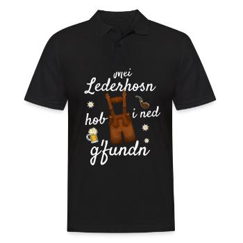 Trachtenshirt Herren Lederhosen - Männer Poloshirt - Schwarz - Vorne - Kai (181cm)