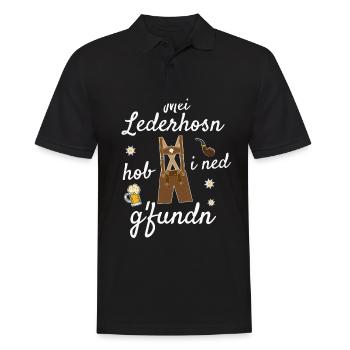 Trachtenshirt Herren Lederhosen - Männer Poloshirt - Schwarz - Vorne - Kai (181cm)