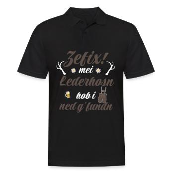 Trachtenshirt Herren Lederhosen - Männer Poloshirt - Schwarz - Vorne - Kai (181cm)