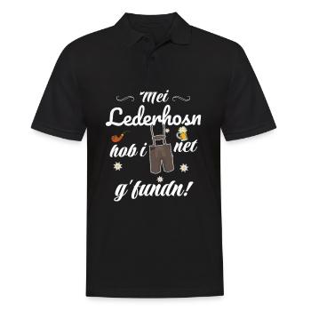 Trachtenshirt Herren Lederhosen - Männer Poloshirt - Schwarz - Vorne - Kai (181cm)