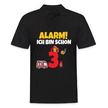 Kindergeburtstag 3 Jährige Feuerwehr Auto - Männer Poloshirt - Schwarz - Vorne - Kai (181cm)