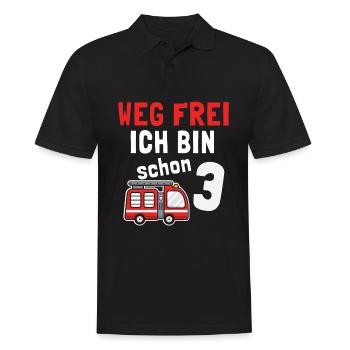 Kindergeburtstag 3 Jährige Feuerwehr Auto - Männer Poloshirt - Schwarz - Vorne - Kai (181cm)