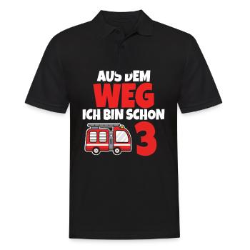 Kindergeburtstag 3 Jährige Feuerwehr Auto - Männer Poloshirt - Schwarz - Vorne - Kai (181cm)