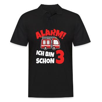 Kindergeburtstag 3 Jährige Feuerwehr Auto - Männer Poloshirt - Schwarz - Vorne - Kai (181cm)
