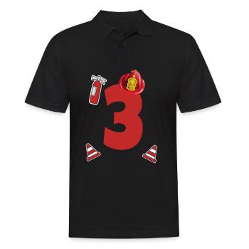 Kindergeburtstag 3 Jährige Feuerwehr Auto - Männer Poloshirt - Schwarz - Vorne - Kai (181cm)