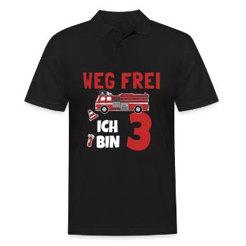 Kindergeburtstag 3 Jährige Feuerwehr Auto - Männer Poloshirt - Schwarz - Vorne - Kai (181cm)