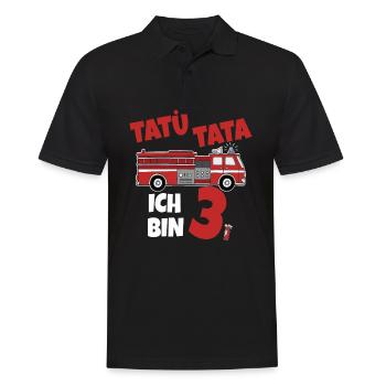 Kindergeburtstag 3 Jährige Feuerwehr Auto - Männer Poloshirt - Schwarz - Vorne - Kai (181cm)