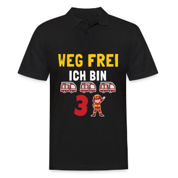 Kindergeburtstag 3 Jährige Feuerwehr Auto - Männer Poloshirt - Schwarz - Vorne - Kai (181cm)