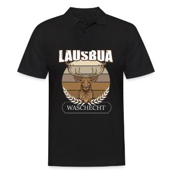 Lausbua Hirsch Lederhosen - Männer Poloshirt - Schwarz - Vorne - Kai (181cm)