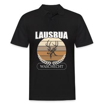 Lausbua Hirsch Lederhosen - Männer Poloshirt - Schwarz - Vorne - Kai (181cm)