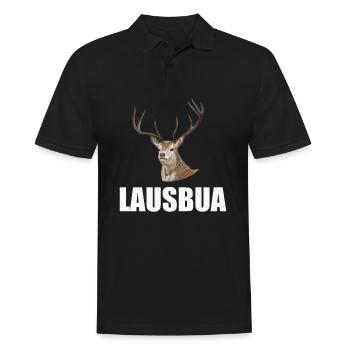 Lausbua Hirsch Lederhosen - Männer Poloshirt - Schwarz - Vorne - Kai (181cm)