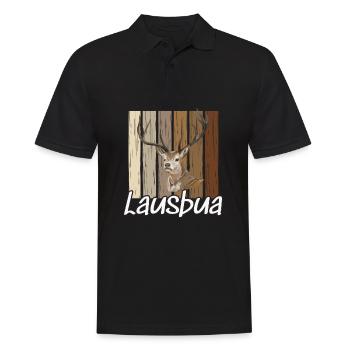 Lausbua Hirsch Lederhosen - Männer Poloshirt - Schwarz - Vorne - Kai (181cm)