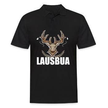 Lausbua Hirsch Lederhosen - Männer Poloshirt - Schwarz - Vorne - Kai (181cm)