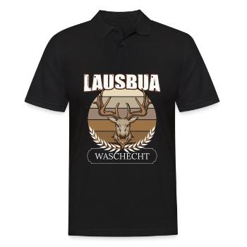 Lausbua Hirsch Lederhosen - Männer Poloshirt - Schwarz - Vorne - Kai (181cm)