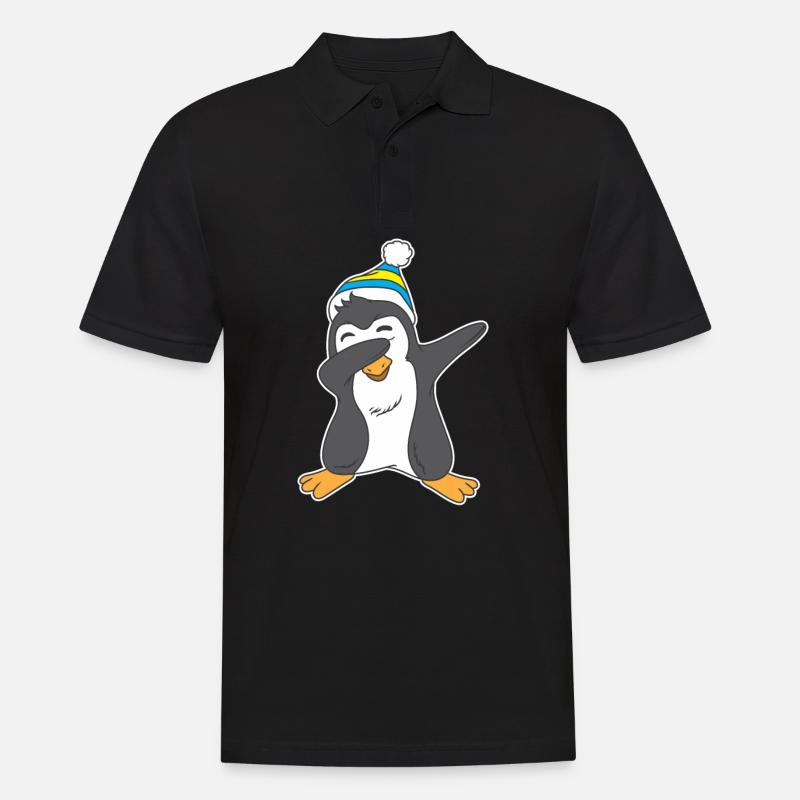 Pinguin Dab Pinguin Dabbing - Männer Poloshirt - Schwarz