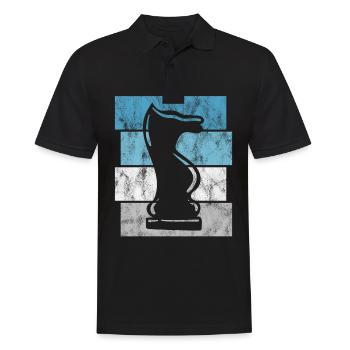 Retro Chess Chess Player Checkmate Chess Piece - Men's Polo Shirt - black - Front - Kai (181cm)