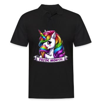 LGBTQ Pride Monat Einhorn Regenbogen Toleranz - Männer Poloshirt - Schwarz - Vorne - Kai (181cm)