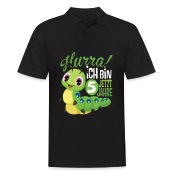Lustige Raupe 5 Geburtstag Kinder T-Shirt 5 Jahre - Männer Poloshirt - Schwarz - Vorne - Kai (181cm)