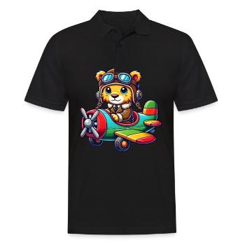 Lion Pilot Hélice Avion Licence de vol Avion - Polo Homme - noir - Devant - Kai (181cm)