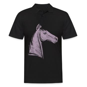 Minimalistisches Pferdeportrait Silhouette - Männer Poloshirt - Schwarz - Vorne - Kai (181cm)