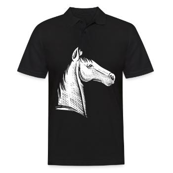 Minimalistisches Pferdeportrait Silhouette - Männer Poloshirt - Schwarz - Vorne - Kai (181cm)