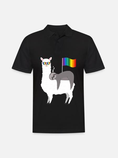Lama Gay Pride - Mannen poloshirt - zwart
