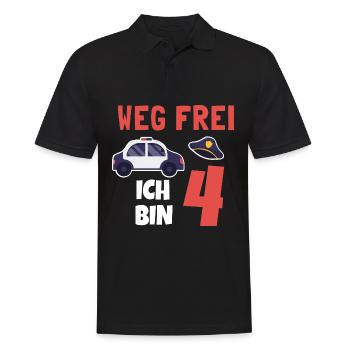 Kindergeburtstag Polizist 4 Jahre Kinder Polizei - Männer Poloshirt - Schwarz - Vorne - Kai (181cm)