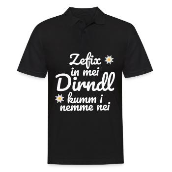 In Mei Dirndl Kumm I Nimma Nei | - Männer Poloshirt - Schwarz - Vorne - Kai (181cm)