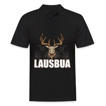 Lausbua Hirsch Lederhosen - Männer Poloshirt - Schwarz - Vorne - Kai (181cm)