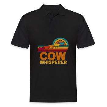 Colorful nostalgic retro farmer COW WHISPERER - Men's Polo Shirt - black - Front - Kai (181cm)