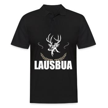 Lausbua Hirsch Lederhosen - Männer Poloshirt - Schwarz - Vorne - Kai (181cm)