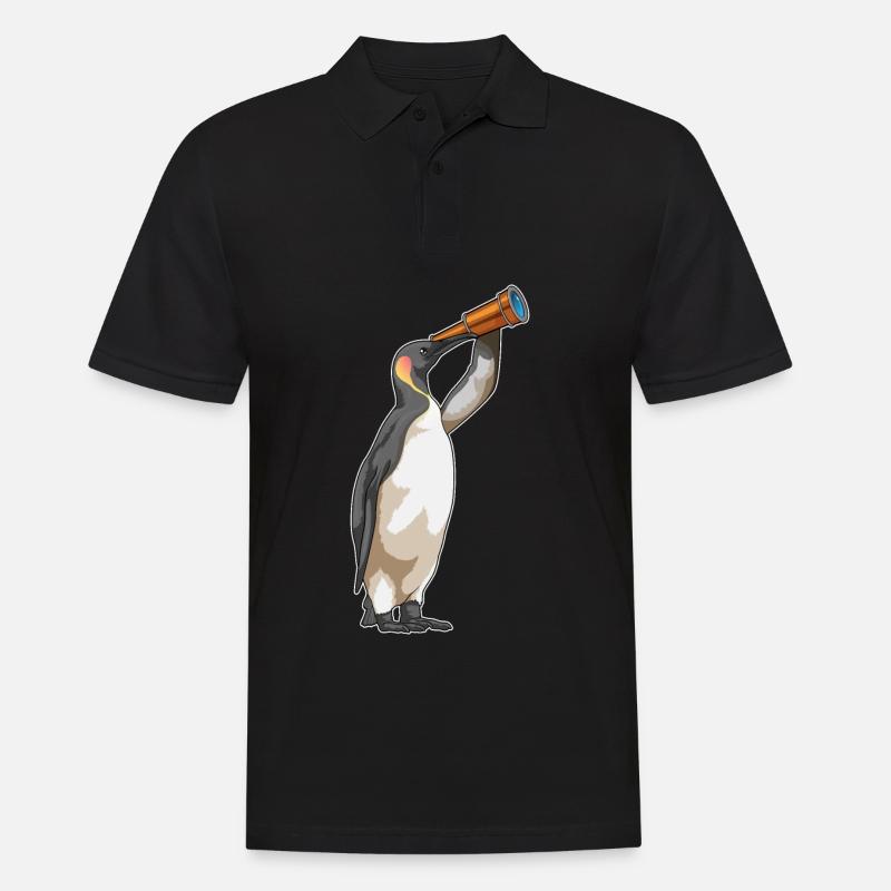 Pingouin avec télescope - Polo Homme - noir
