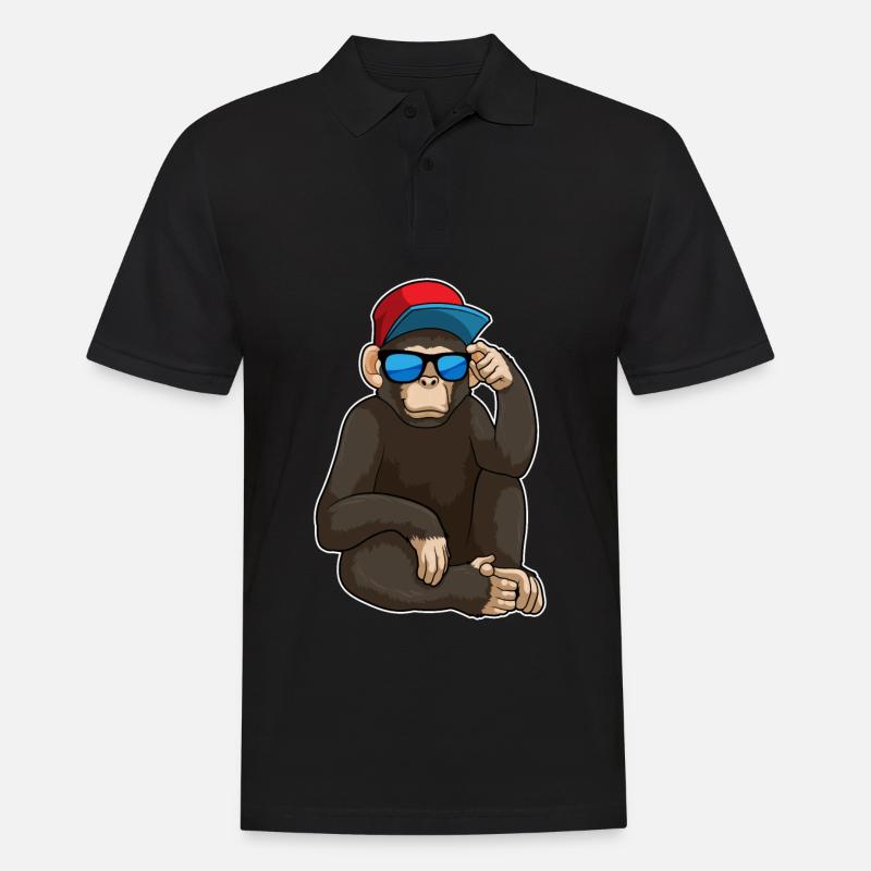 Affe mit Sonnenbrille - Männer Poloshirt - Schwarz