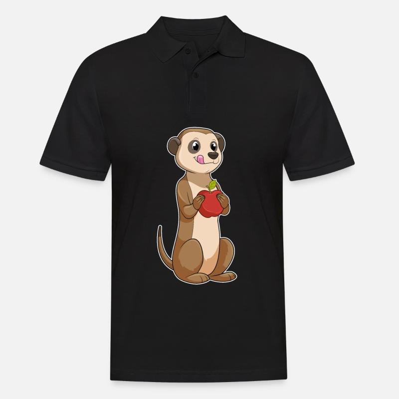 Erdmännchen mit Apfel - Männer Poloshirt - Schwarz