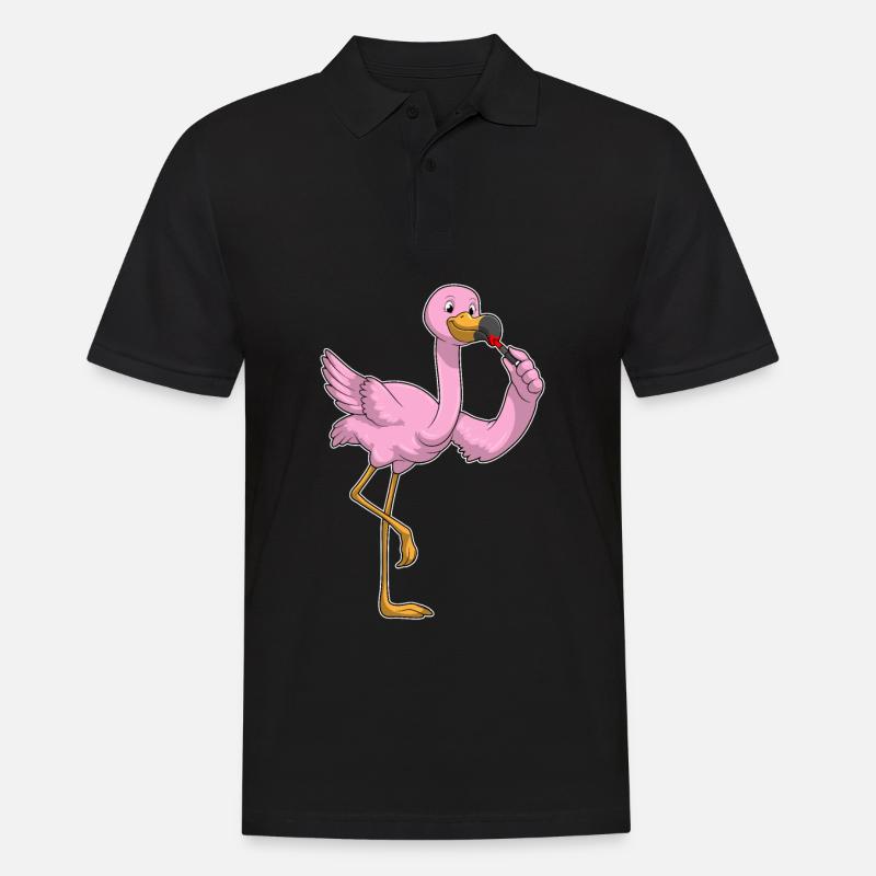 Flamingo mit Lippenstift - Männer Poloshirt - Schwarz