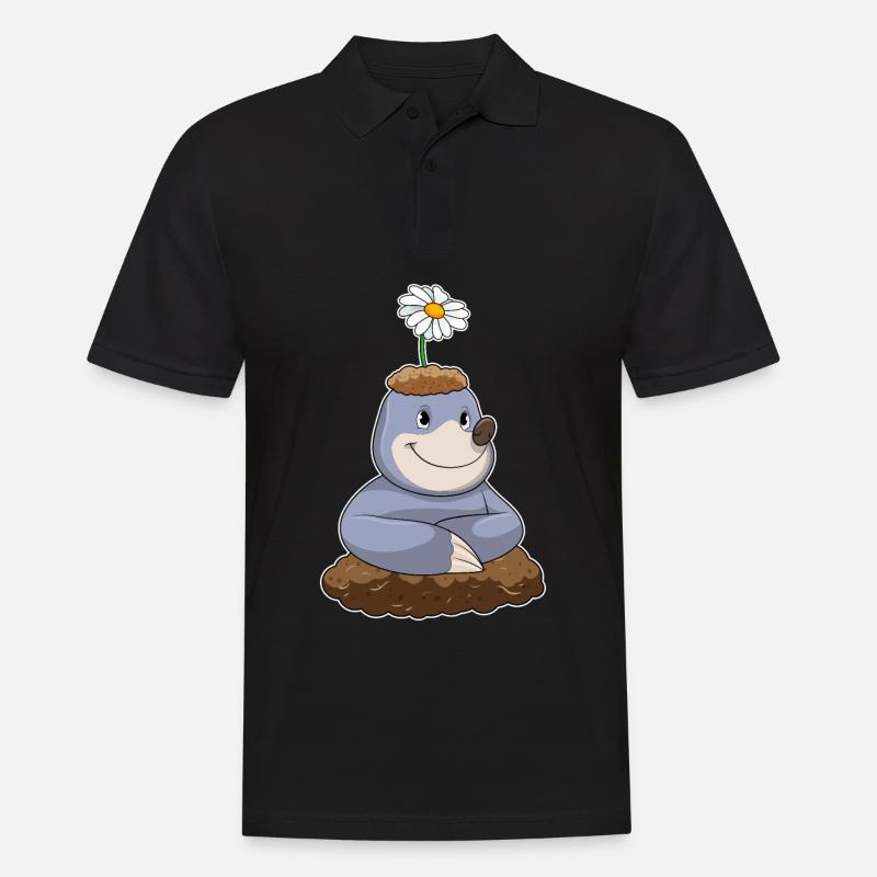 Maulwurf mit Gänseblümchen Blume - Männer Poloshirt - Schwarz