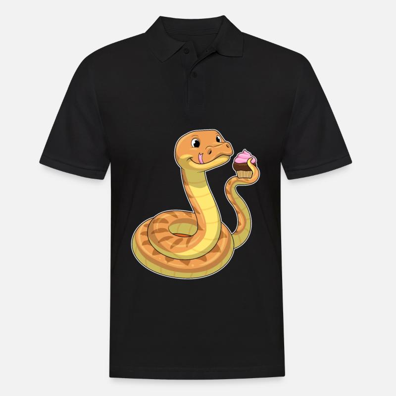 Schlange mit Muffin - Männer Poloshirt - Schwarz